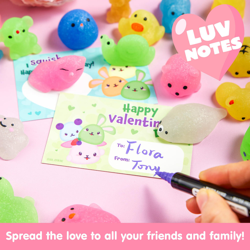 JOYIN boys and girls Valentine notes paired with squishy toys