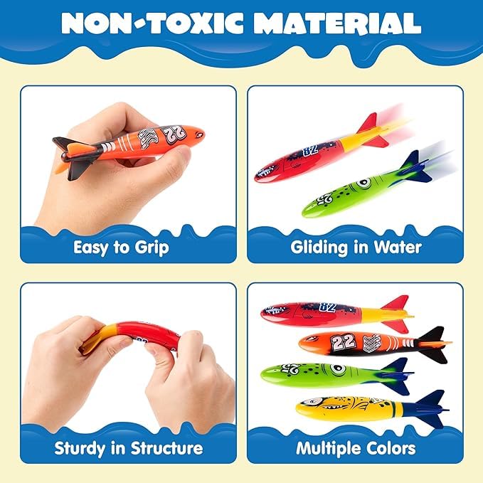 JOYIN bright-colored sharks resist fading for long-lasting underwater play.