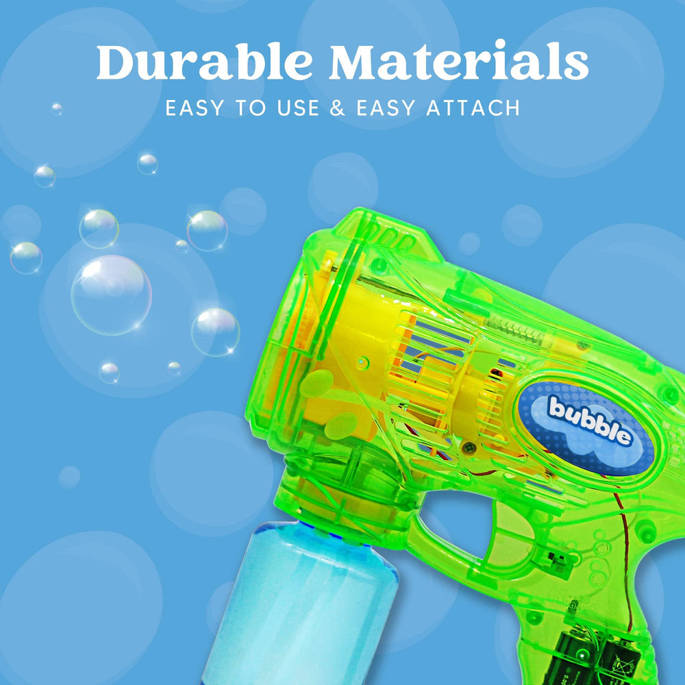 JOYIN bubble guns easy-attach demonstrates simple setup for kids.