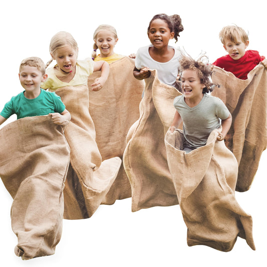 JOYIN burlap sack race bags 39x25 for smooth outdoor family fun and friendly competition.