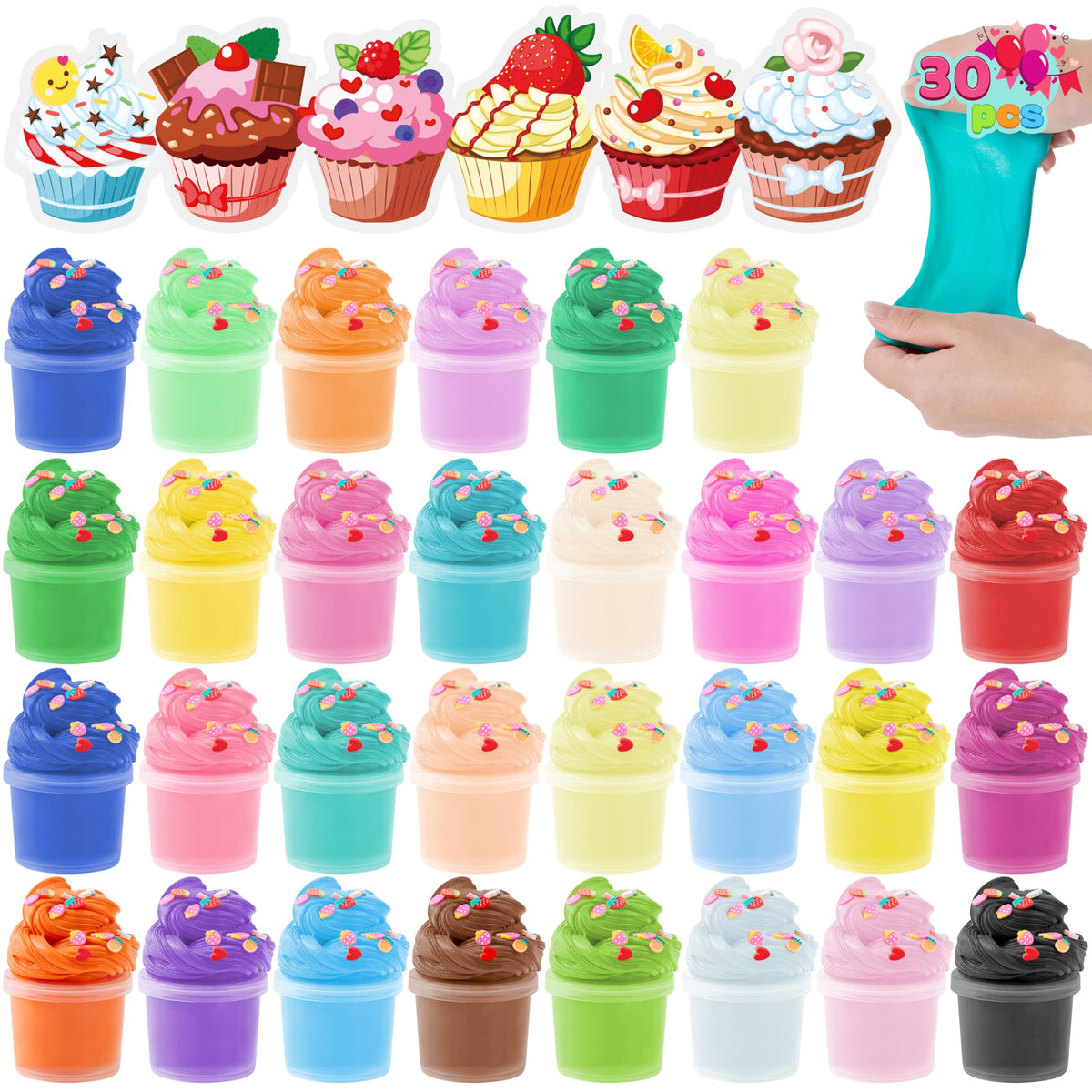 JOYIN butter slime set with colorful slices for tactile color play.