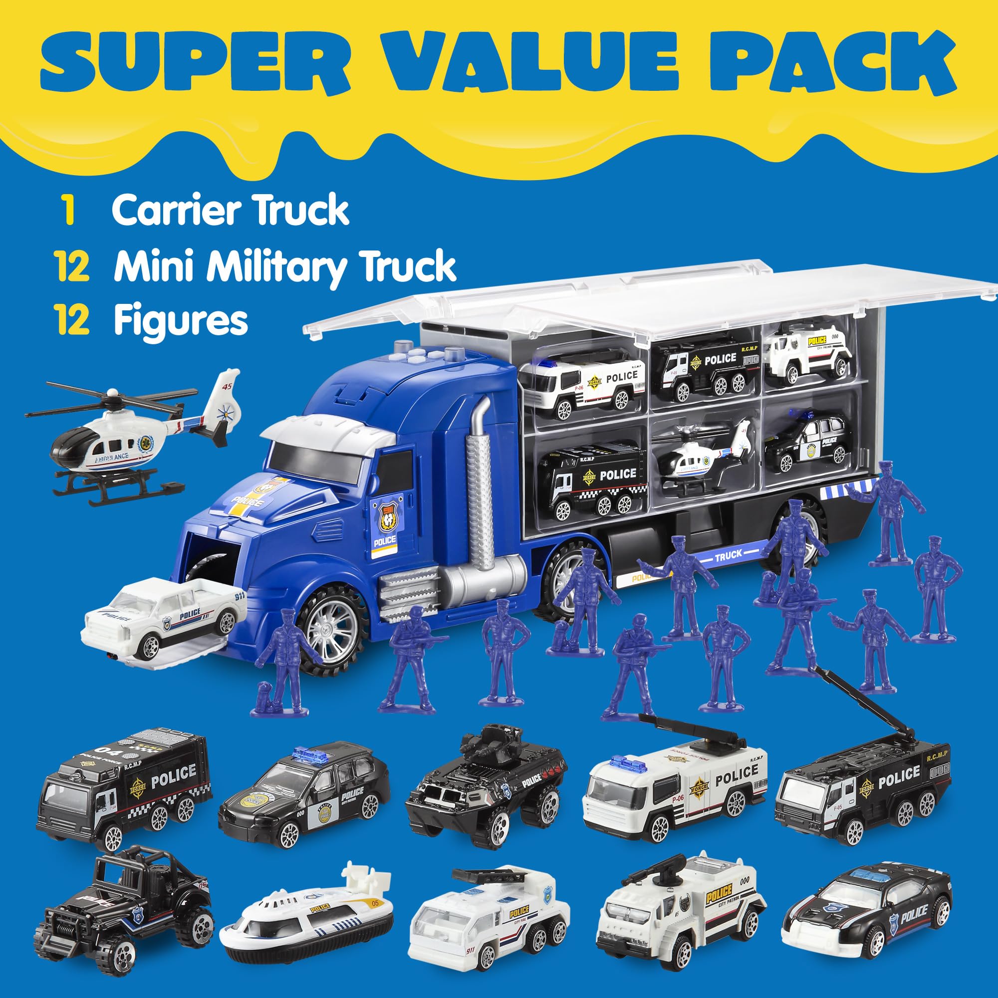 JOYIN carrier truck storing multiple police rescue vehicles