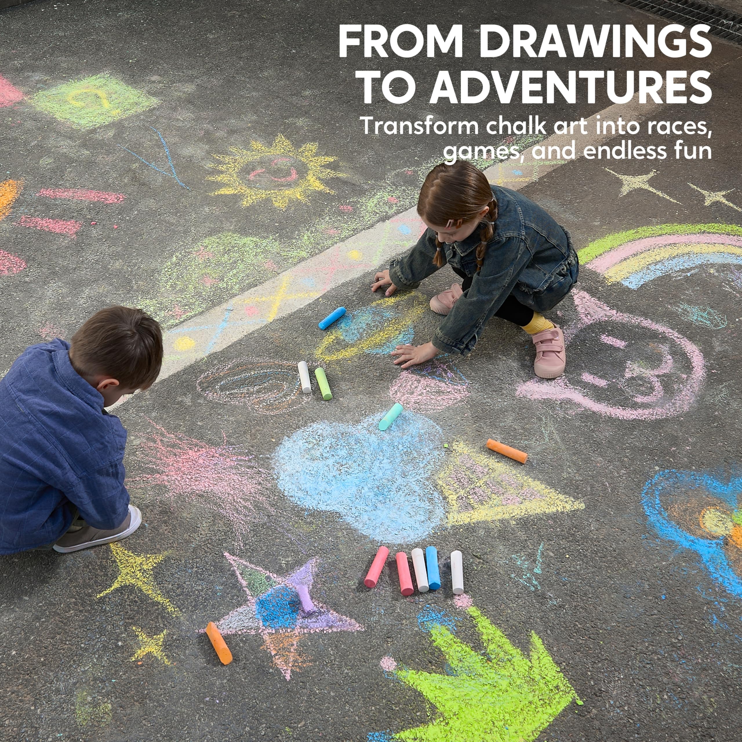 JOYIN chalkboard and sidewalk drawing with rich color lines that wash off