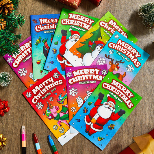 JOYIN inside pages show Santa and elf designs for creative coloring.