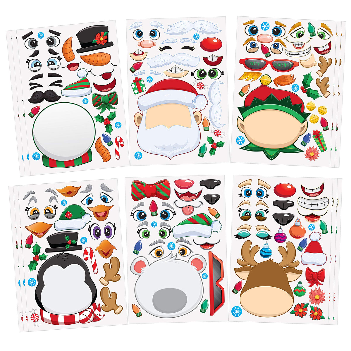 JOYIN Christmas make-a-face elf stickers for playful character faces and crafts.
