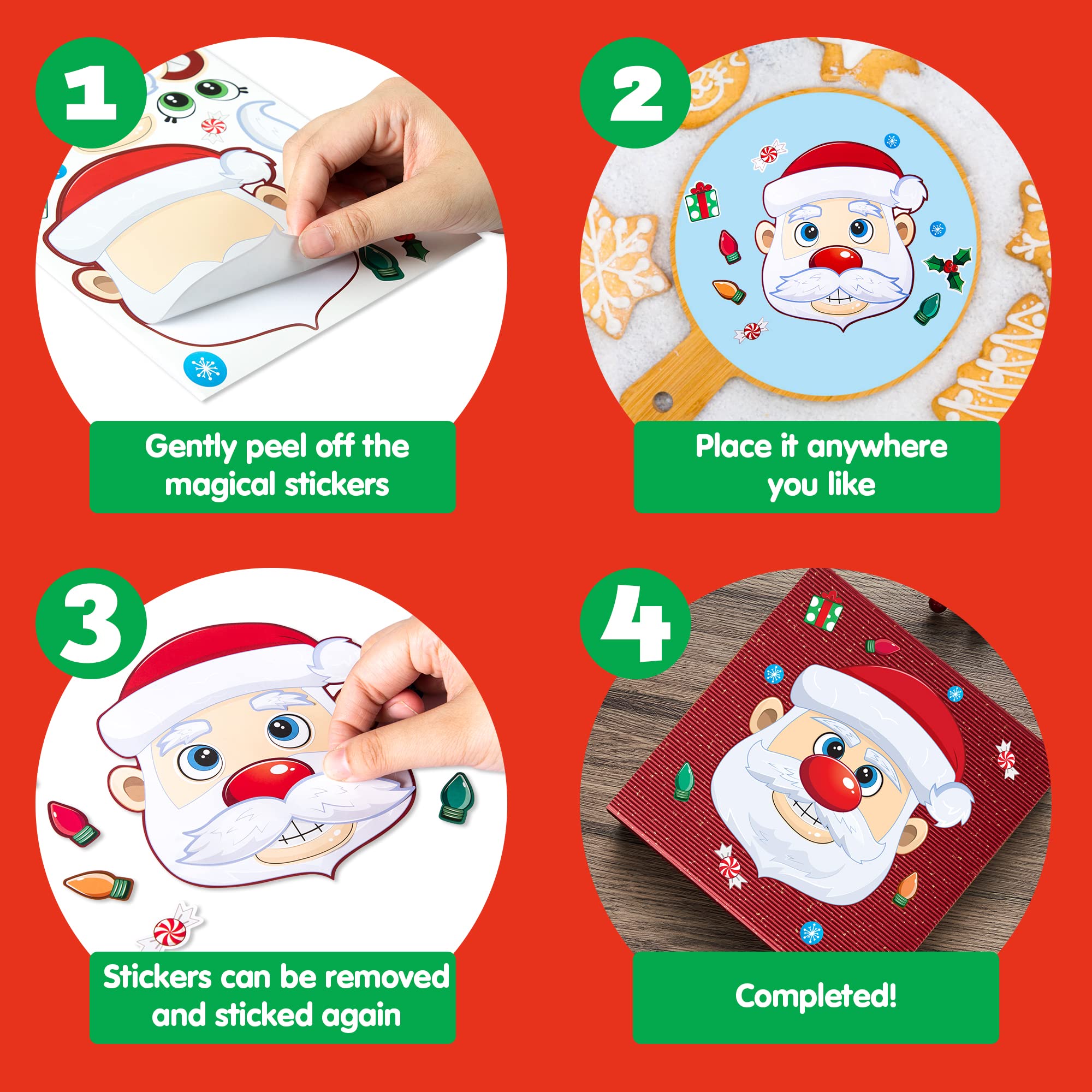 JOYIN Christmas make-a-face polar bear stickers for charming seasonal decorations and activities.