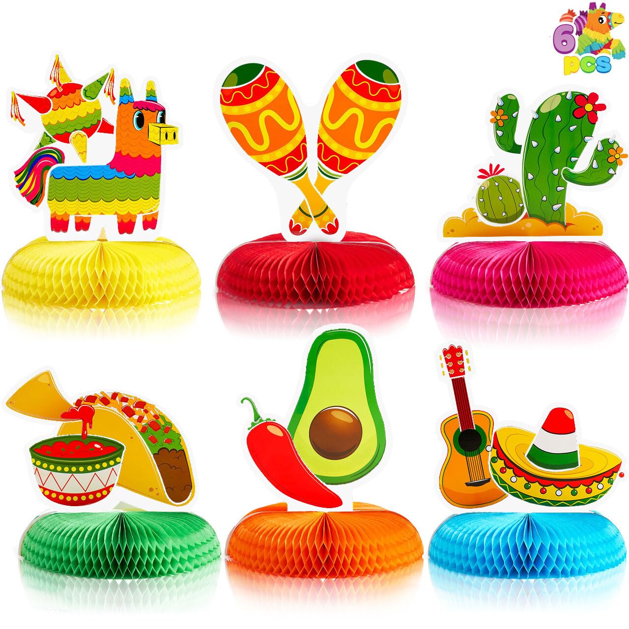 JOYIN Cinco de Mayo honeycomb centerpiece with avocado cutout for festive tables.