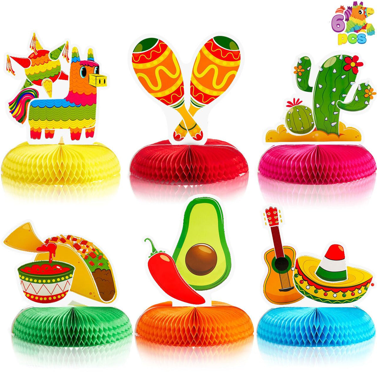JOYIN Cinco de Mayo honeycomb centerpiece with avocado cutout for festive tables.