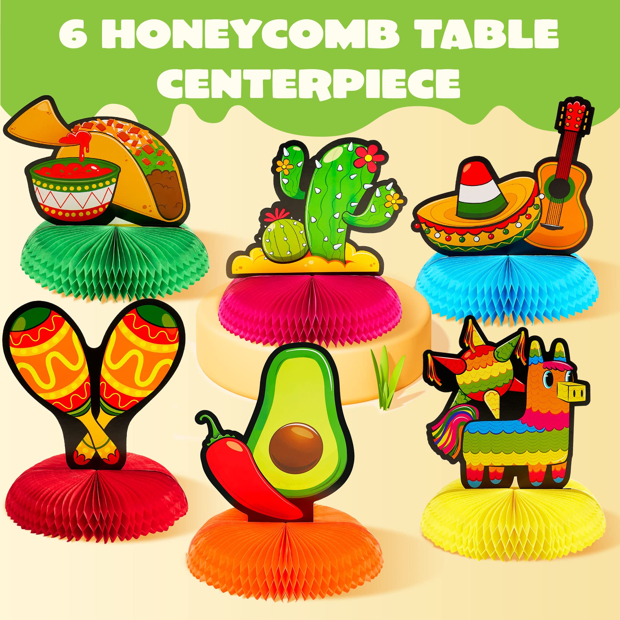 JOYIN Cinco de Mayo honeycomb centerpiece with chili pepper cutout for colorful party styling.