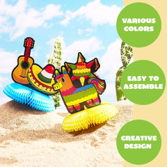 JOYIN Cinco de Mayo honeycomb centerpiece with sombrero cutout for playful fiesta flair.