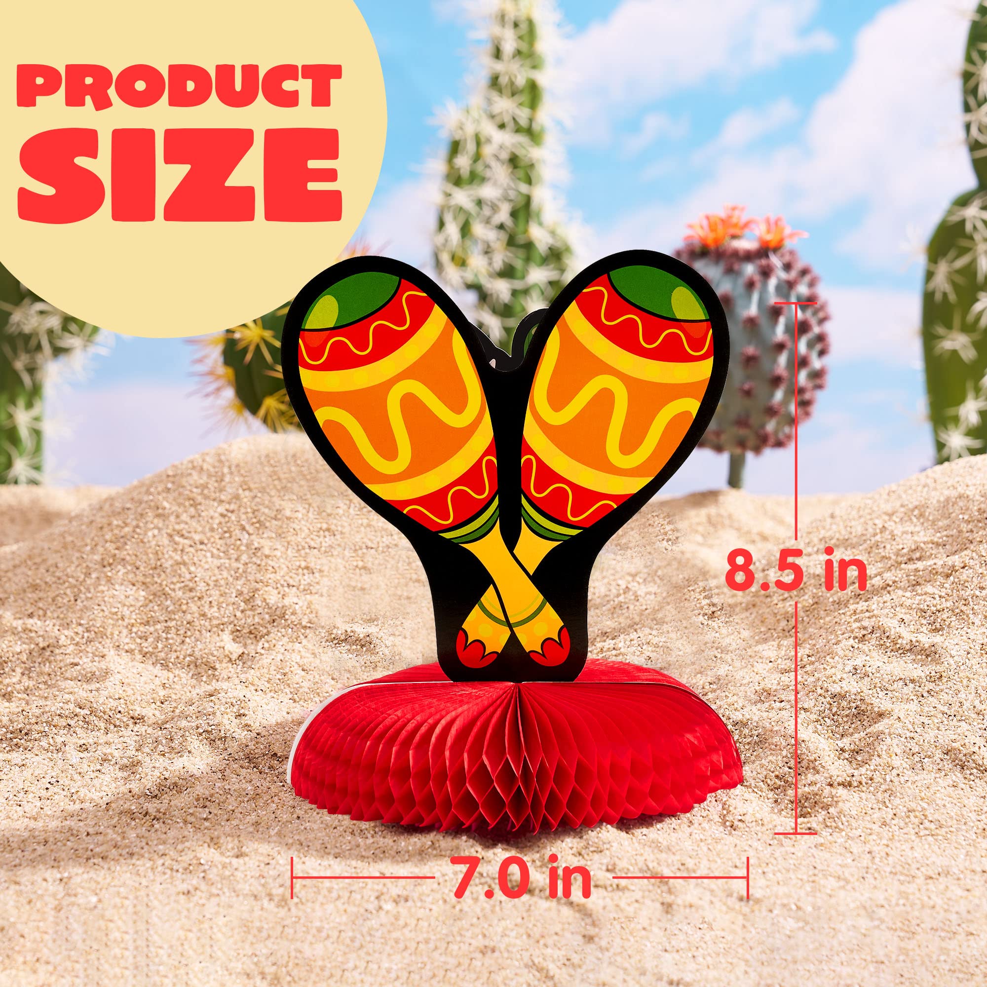 JOYIN Cinco de Mayo honeycomb centerpiece with taco cutout as a fun party accent.