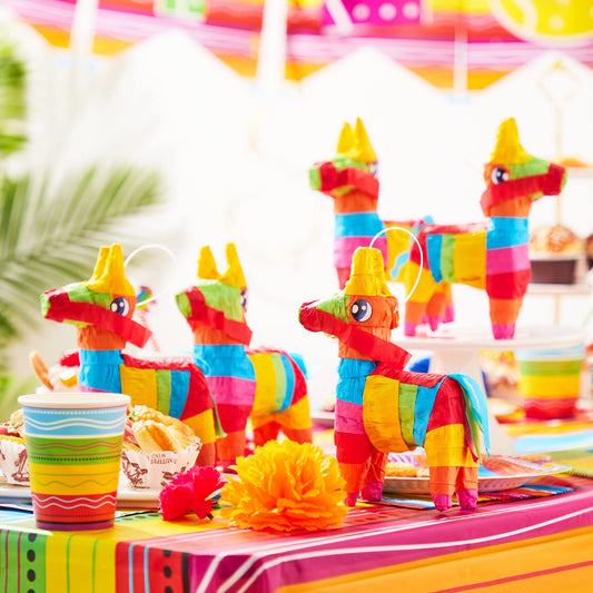 JOYIN mini donkey pinatas side view shows vibrant tissue layers for colorful party setups.