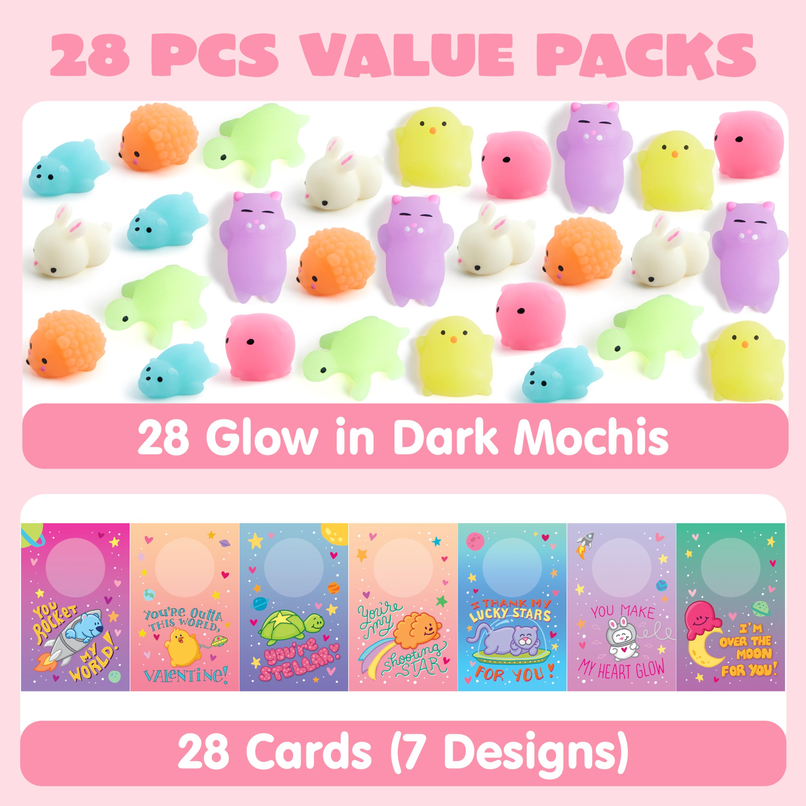 JOYIN classroom prize kit with 28 cards and mochi squishies