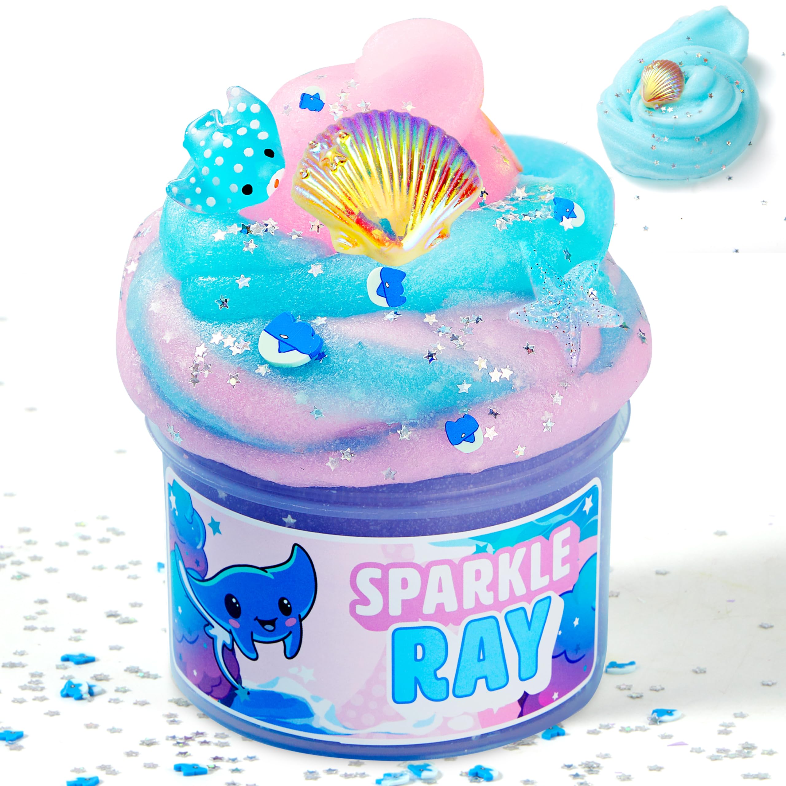 JOYIN Cloudfin Manta Ray Slime 8oz shows soft texture for sensory play and stress relief