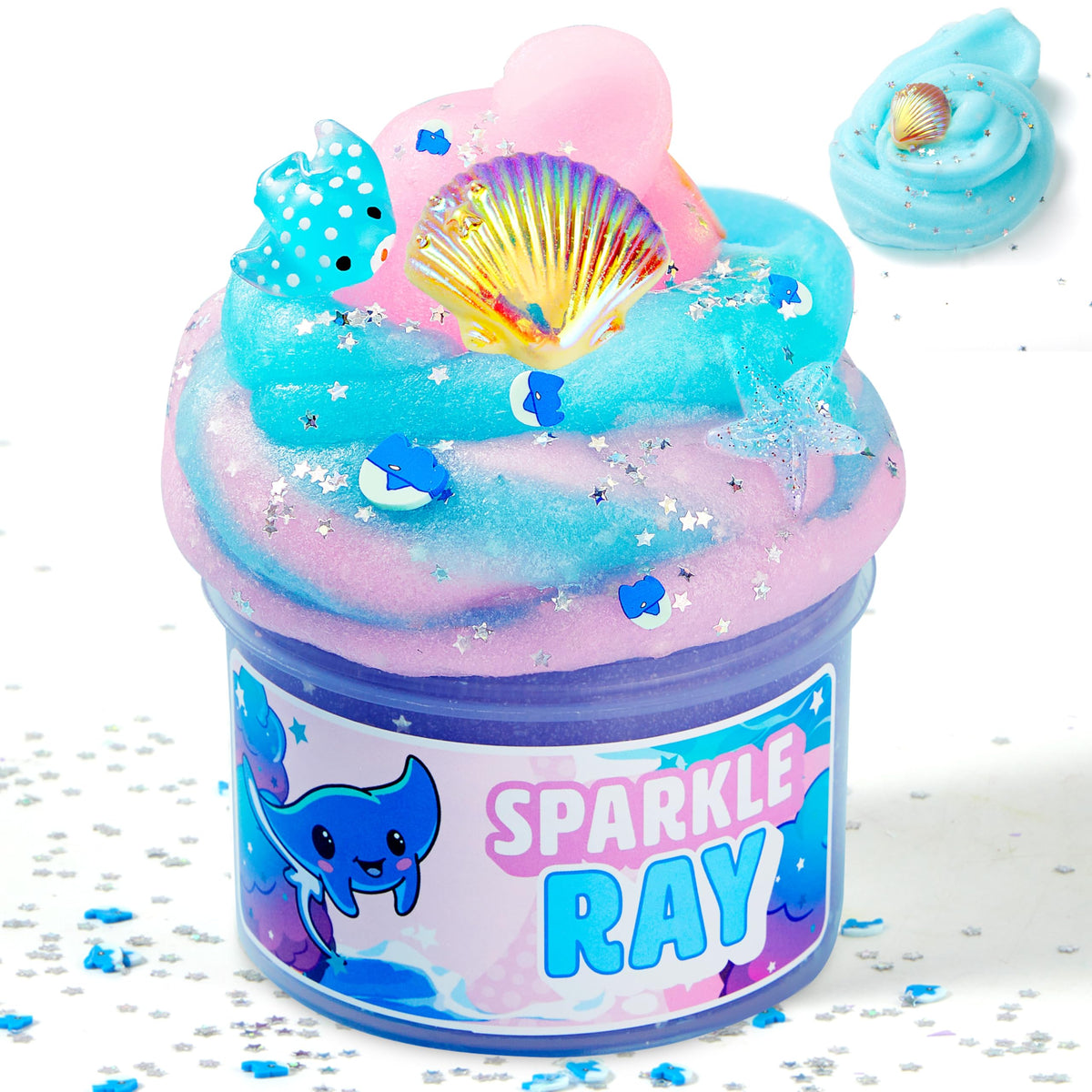 JOYIN Cloudfin Manta Ray Slime 8oz shows soft texture for sensory play and stress relief
