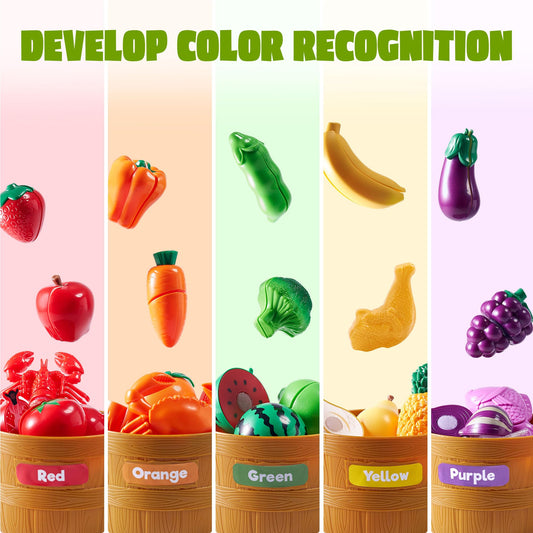 JOYIN color sorting baskets to practice color recognition during pretend grocery play