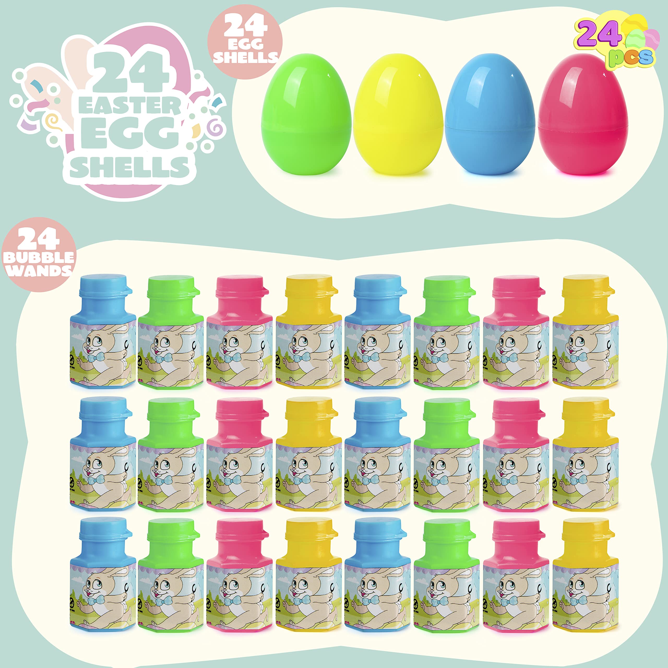 JOYIN colorful eggs with bubble wands for classroom rewards and parties.