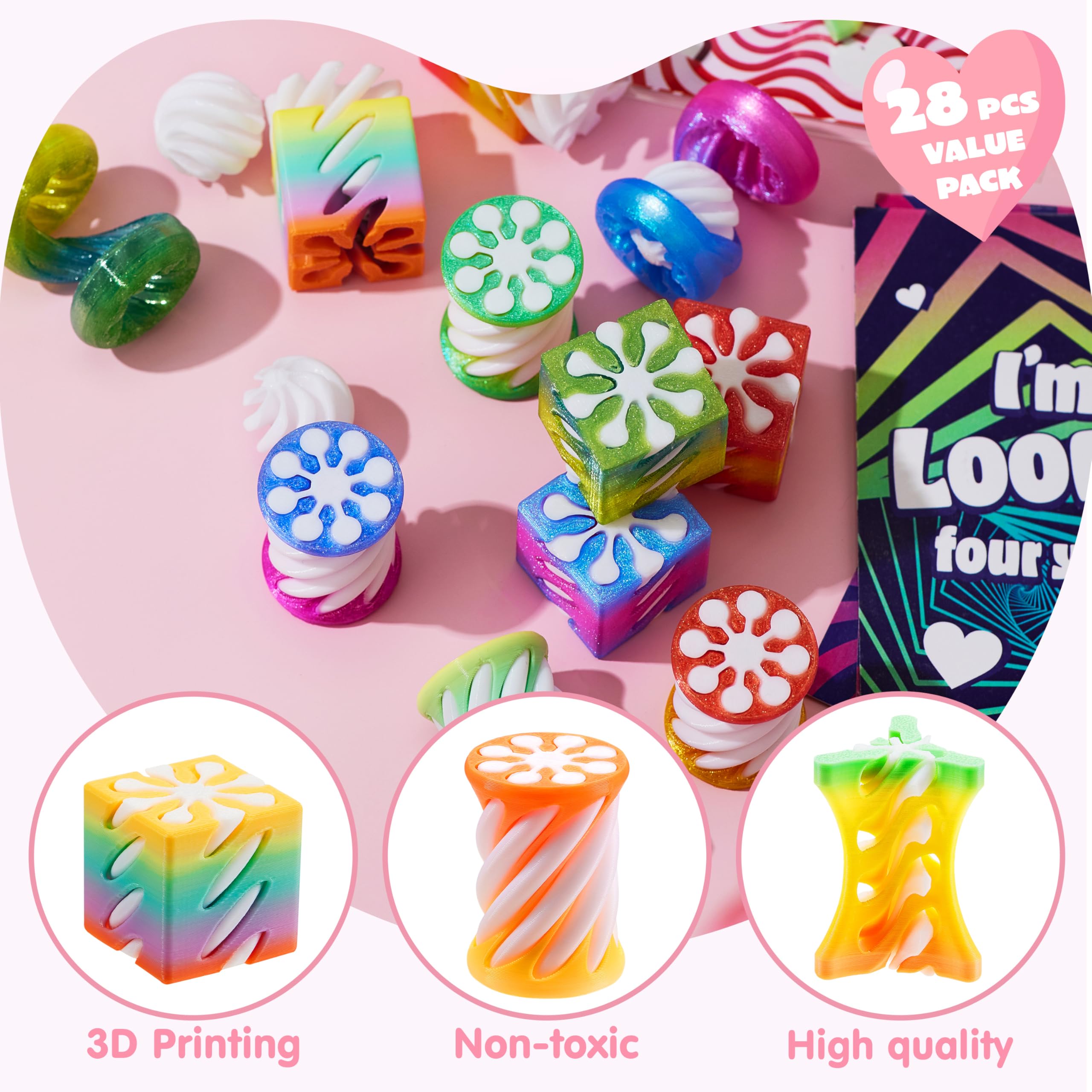 JOYIN colorful fidget desk decor featuring spiral toys for ongoing Valentine mood