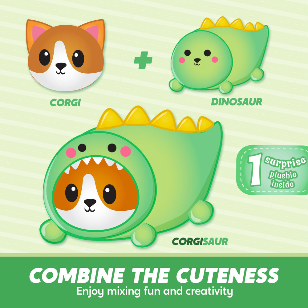 JOYIN Corgisaur plush side view, ultra-soft fabric for gentle hugs.