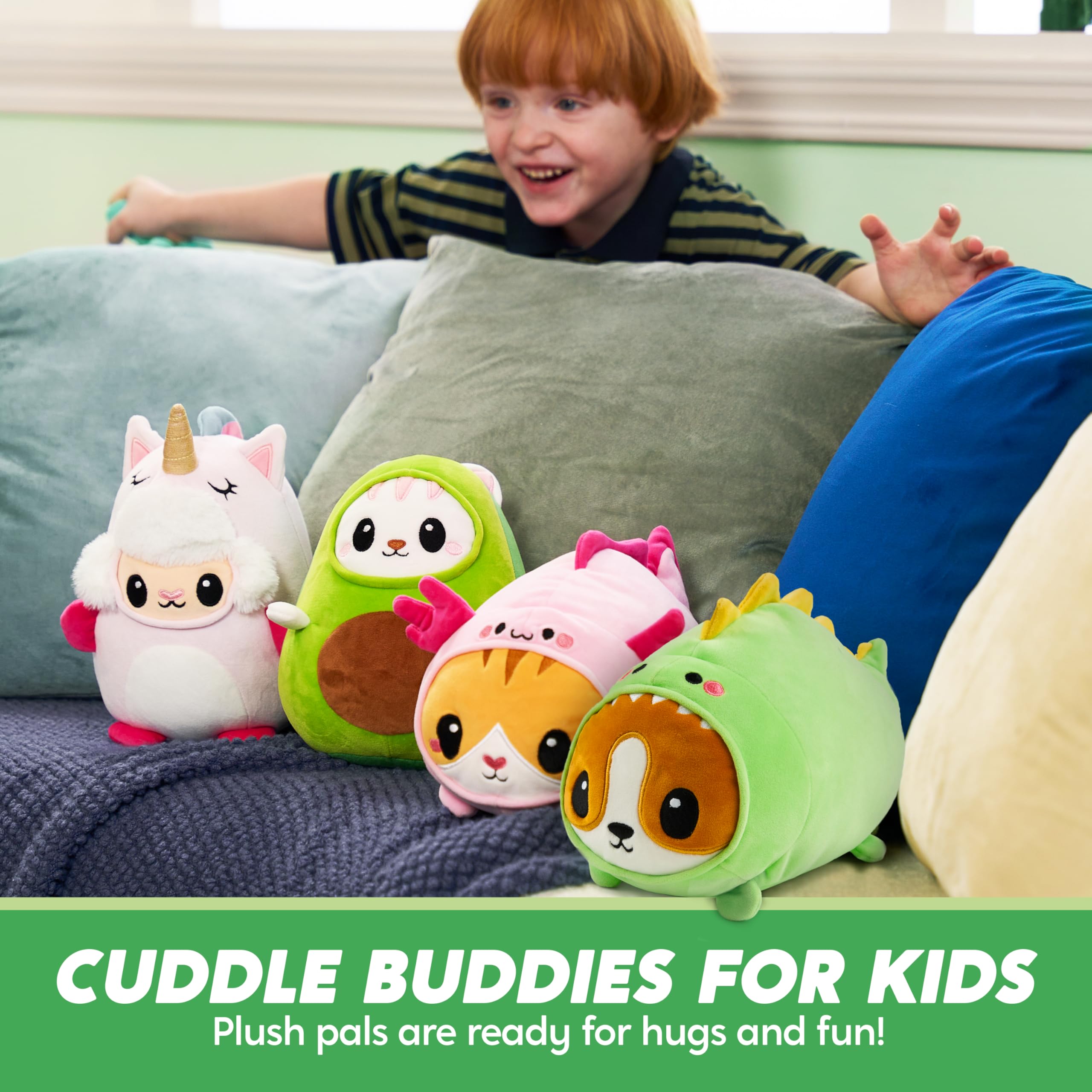 JOYIN Corgisaur plush turned-over pun reveal, adds playful humor.