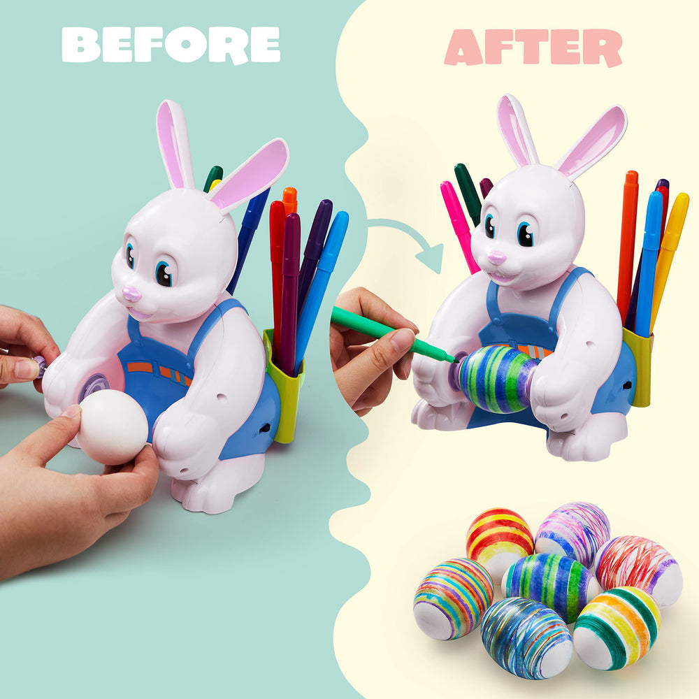 JOYIN decorating-eggs-in-progress invites kids to paint while the egg spins.