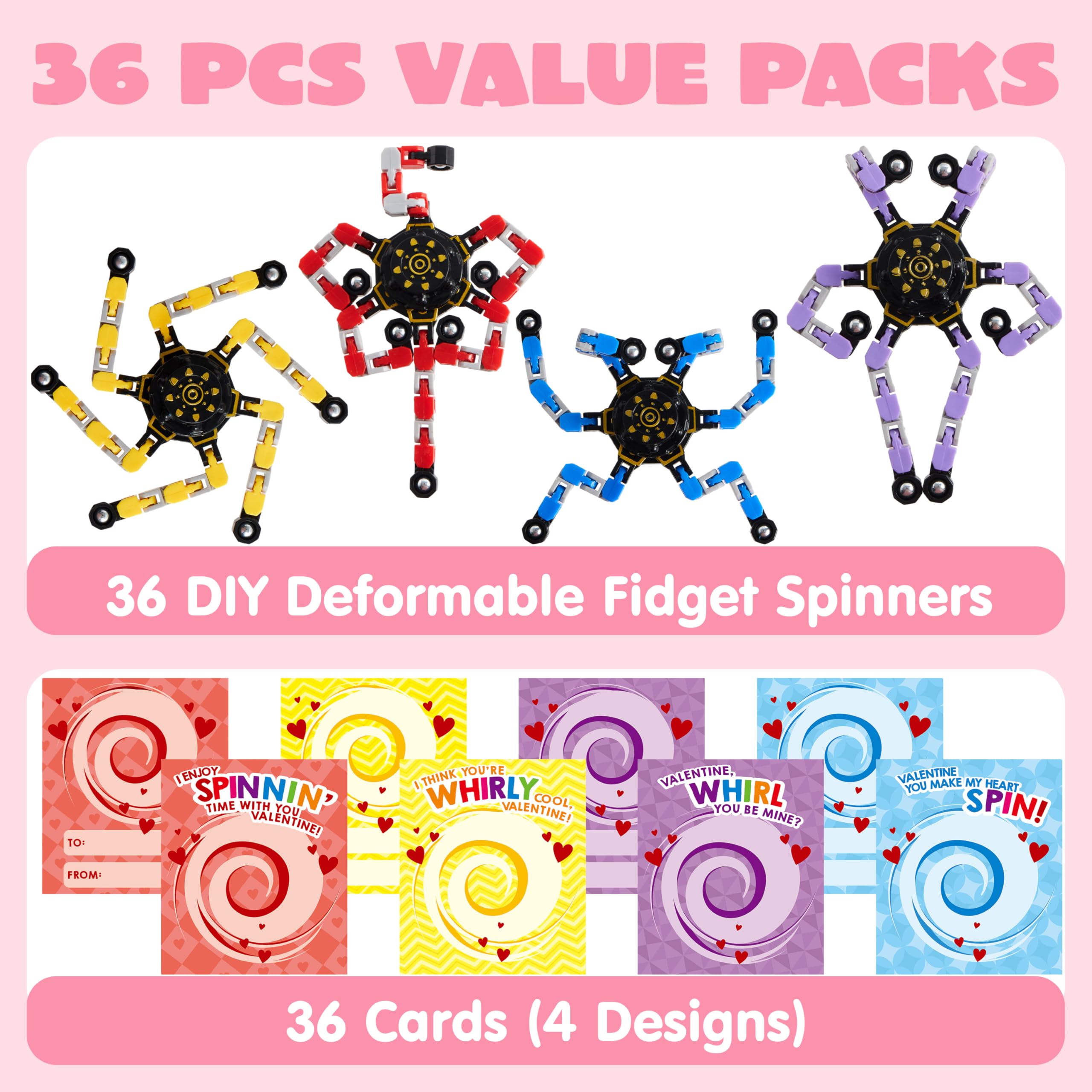 JOYIN deformable fidget spinners in four color options for play and relief