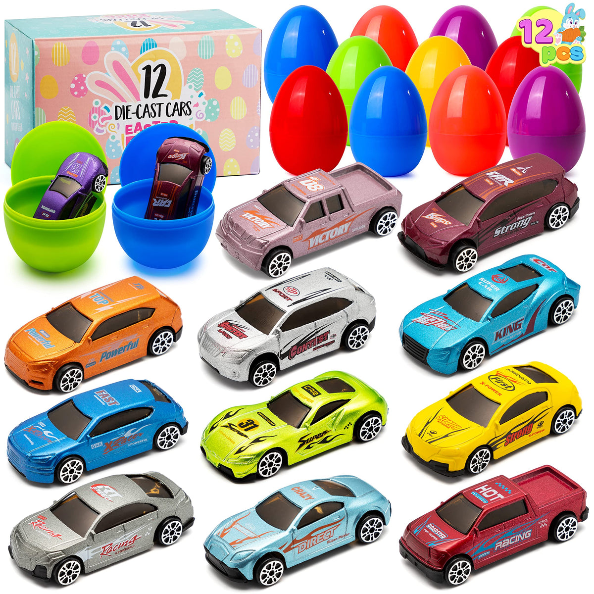 JOYIN filled Easter egg with die-cast cars for varied Easter hunt prizes