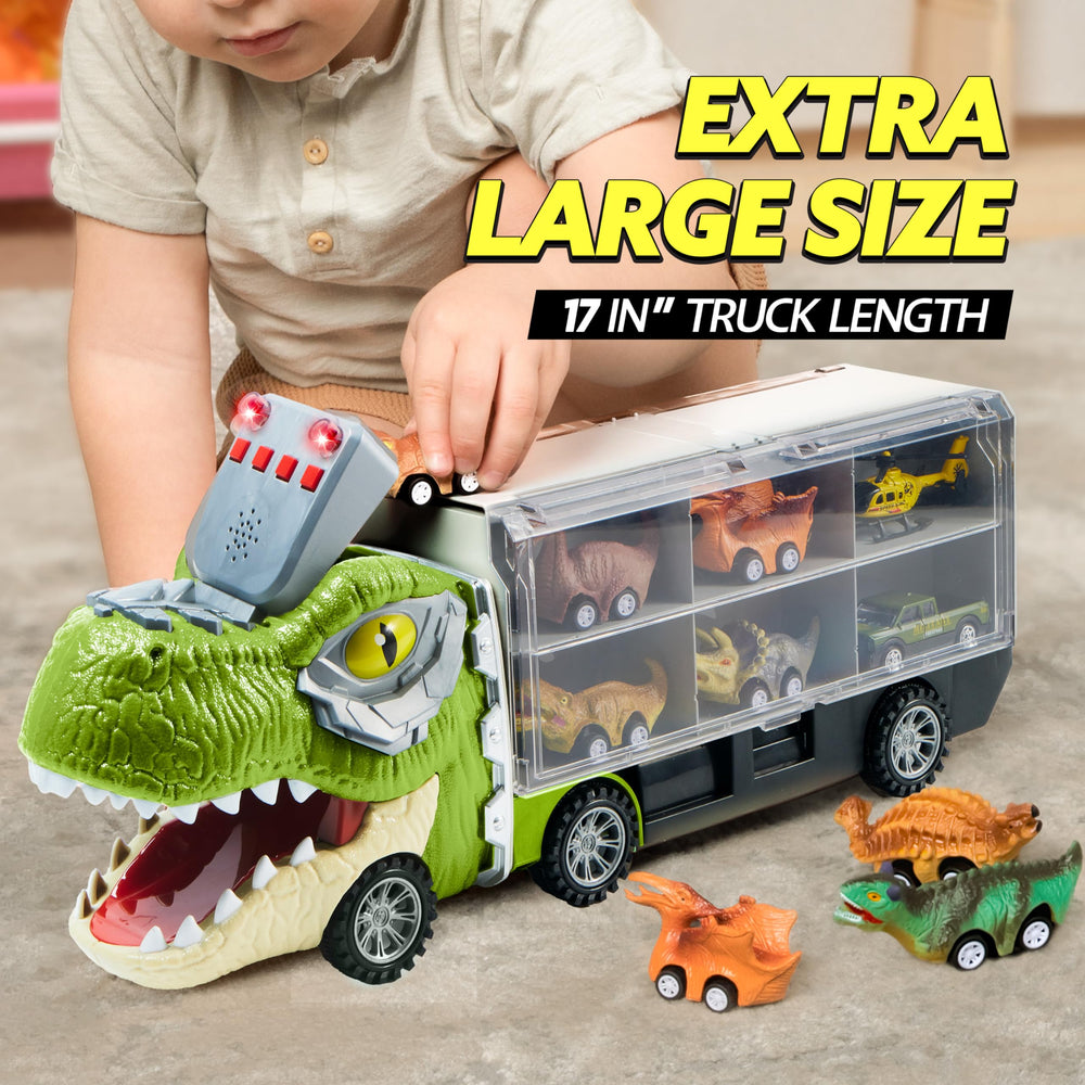 JOYIN includes die-cast dinosaurs and a helicopter for varied play.