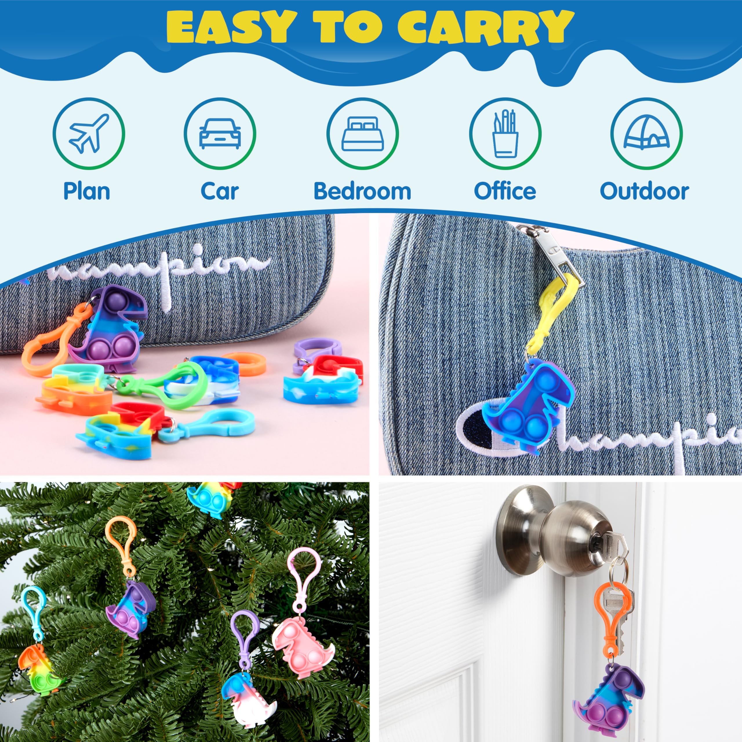 JOYIN dinosaour pop keychain durable silicone build for long-lasting fun