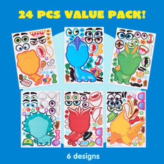 JOYIN dinosaur face stickers pack ideal for party favors and classroom rewards.