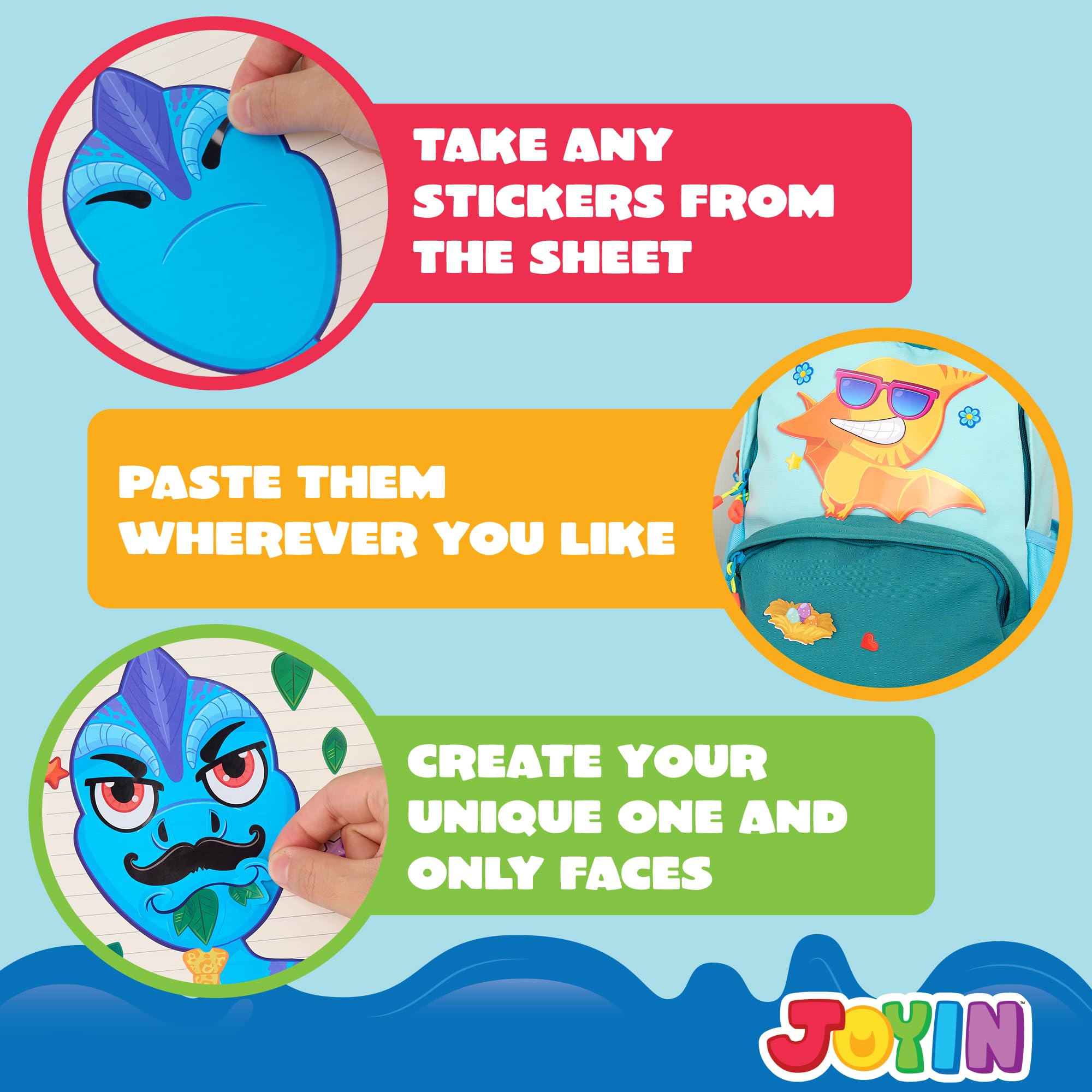 JOYIN sticker sheets offer 9x6-inch canvases for big, fun face designs.