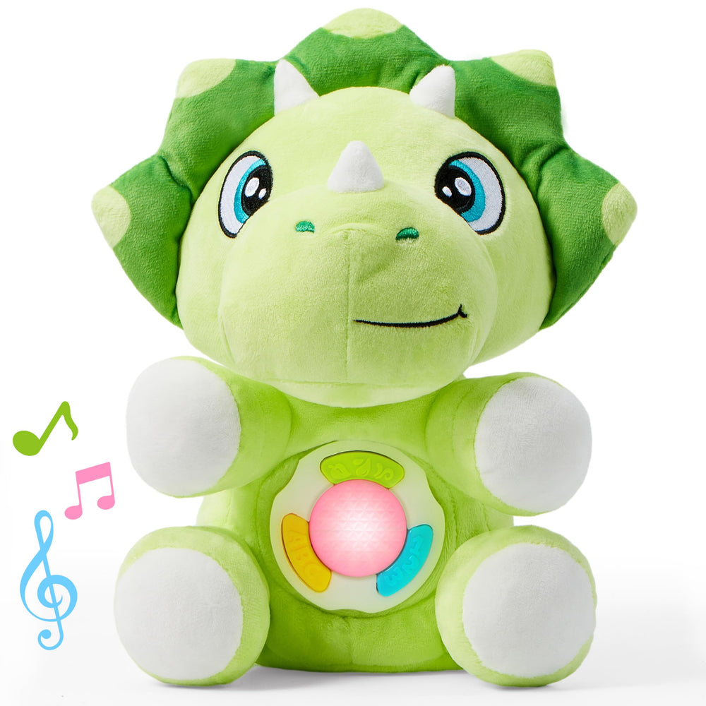 JOYIN dinosaur plush musical toy with gentle lights for infants.