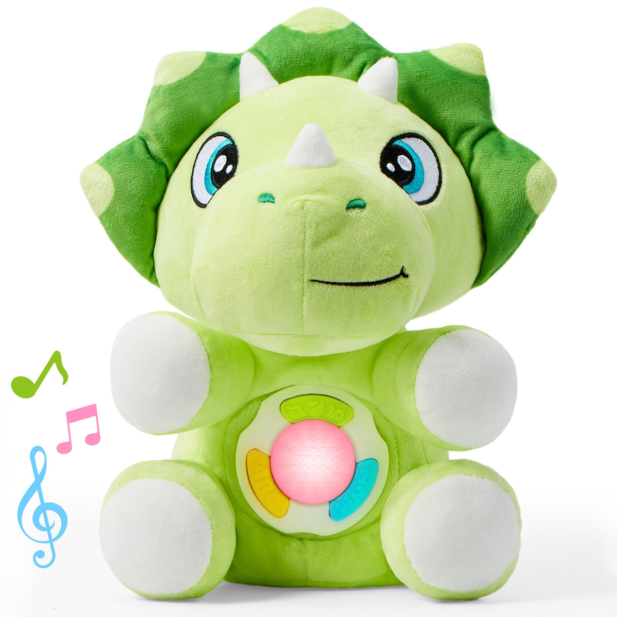 JOYIN dinosaur plush musical toy with gentle lights for infants.