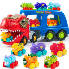 JOYIN Dinosaur Truck Toy front view with interactive lights for immersive play.
