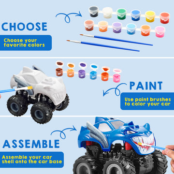 JOYIN DIY monster truck base assembled for a fun friction-powered build.