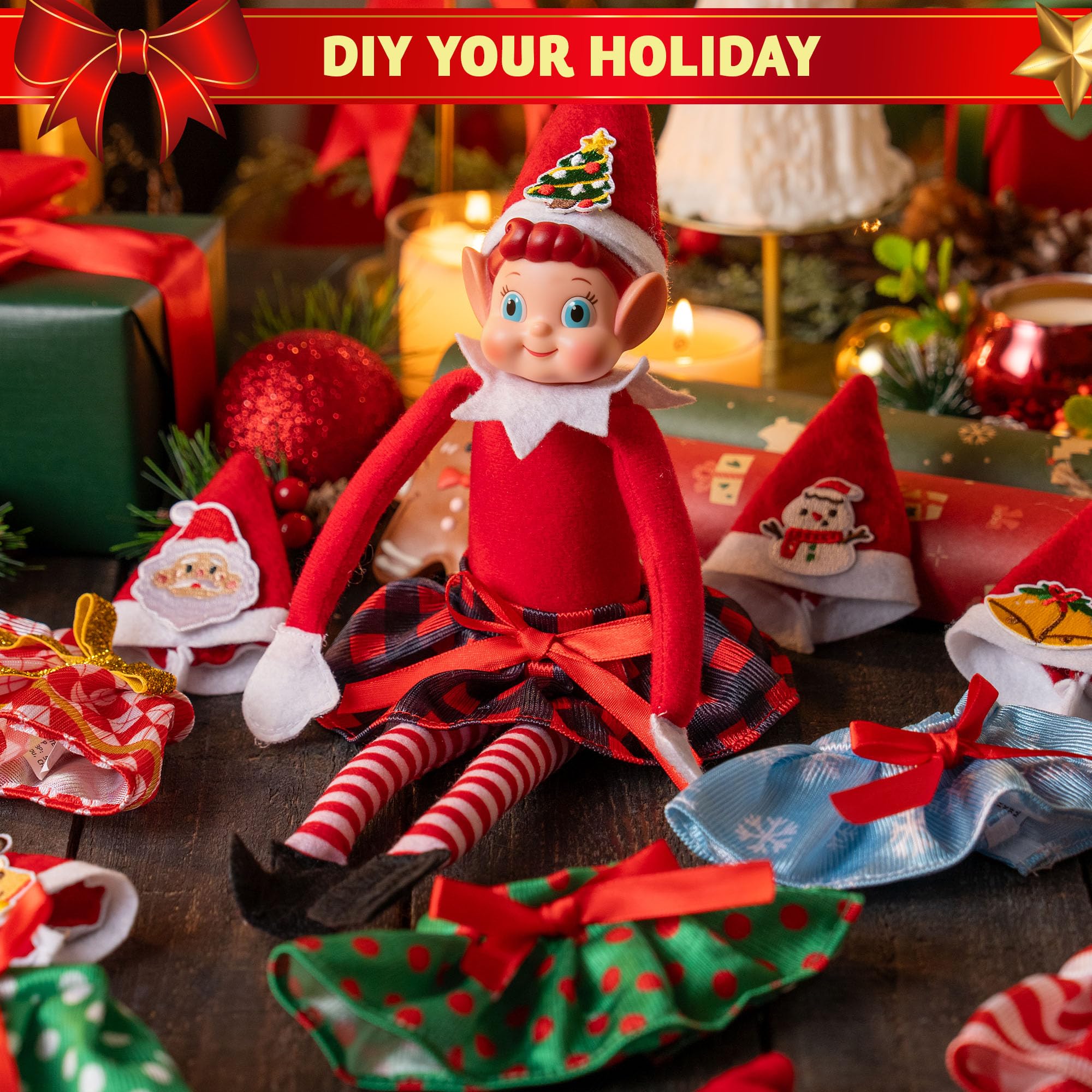 JOYIN doll skirt pine pattern enhances cozy holiday wardrobe options.