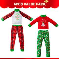 JOYIN ugly sweater doll outfits with Santa and Snowman motifs for playful decor.