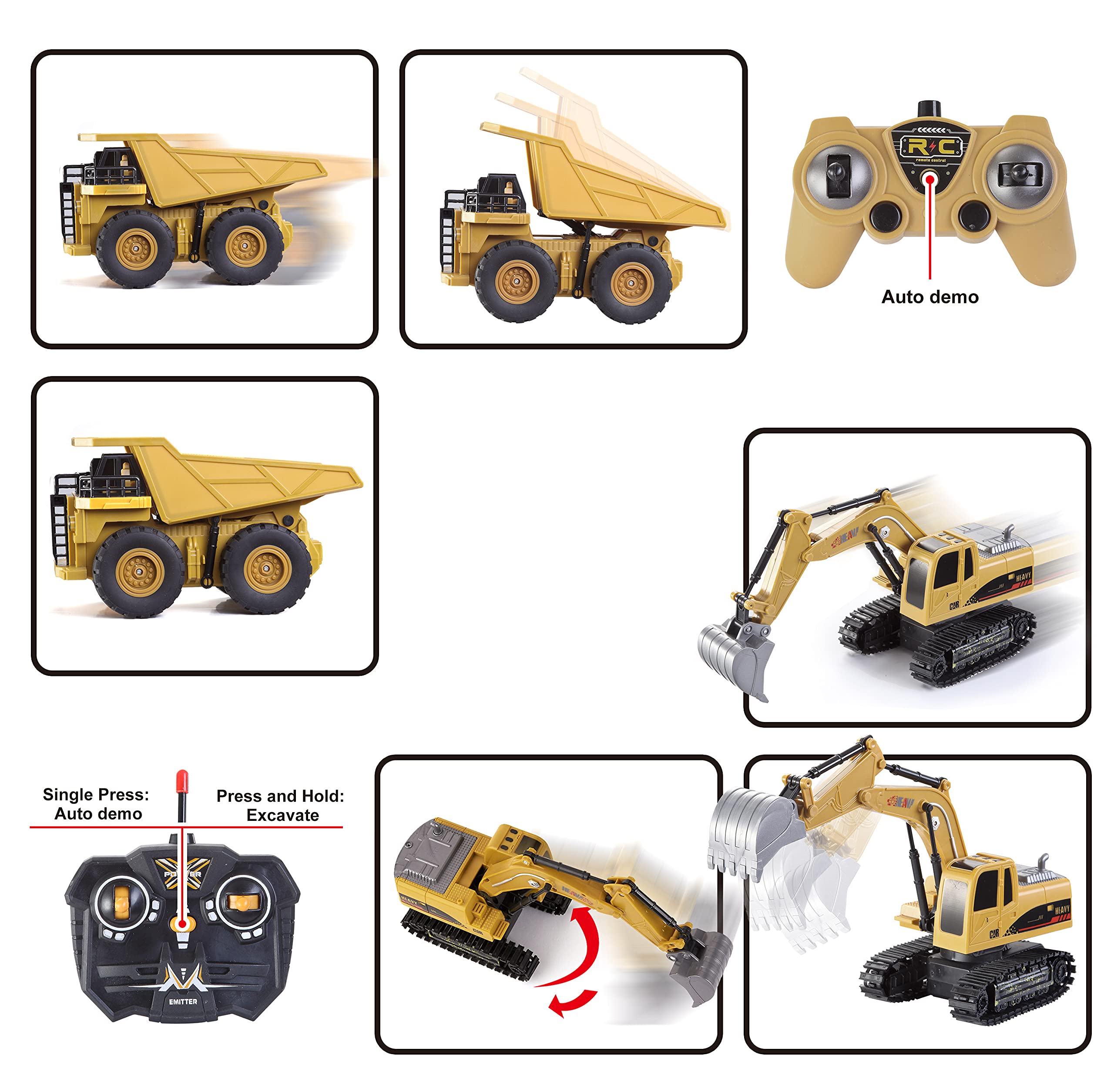 JOYIN dump truck bed dump demonstrates unloading actions during play