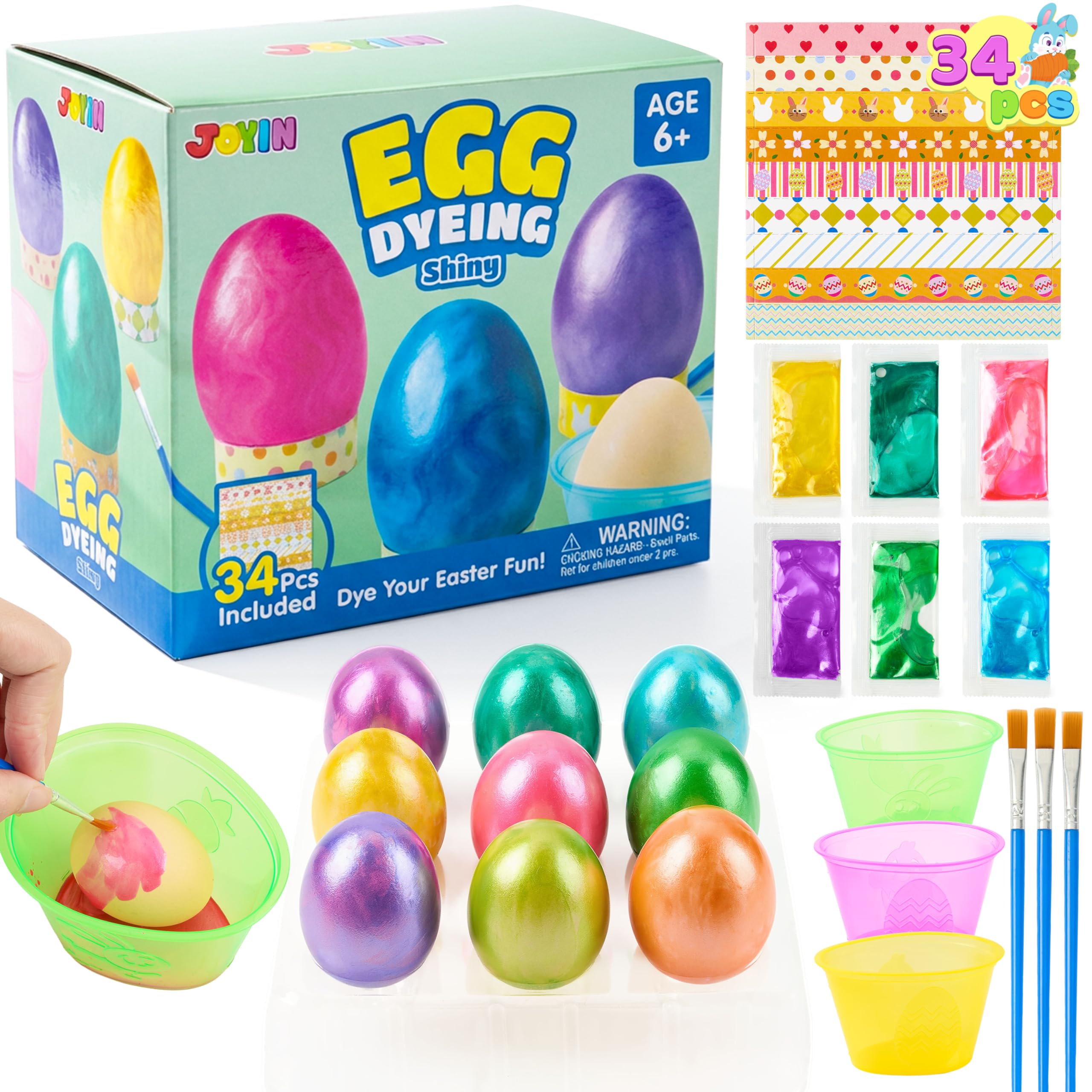 JOYIN Easter Dye Kit egg tray arrangement for organized decorating and drying