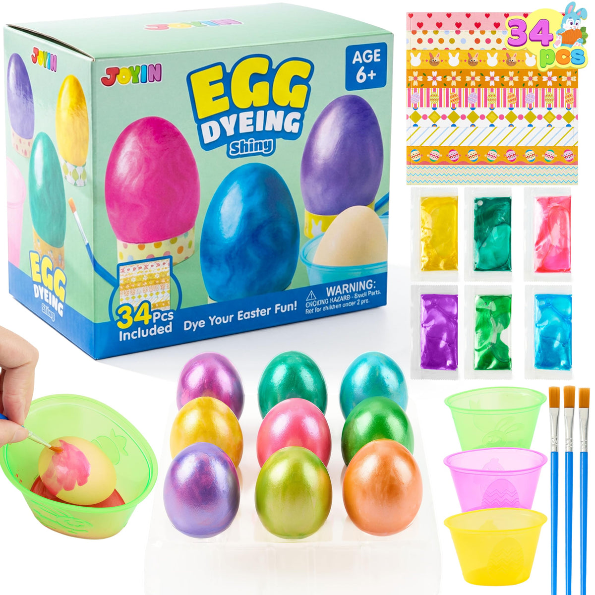JOYIN Easter Dye Kit egg tray arrangement for organized decorating and drying