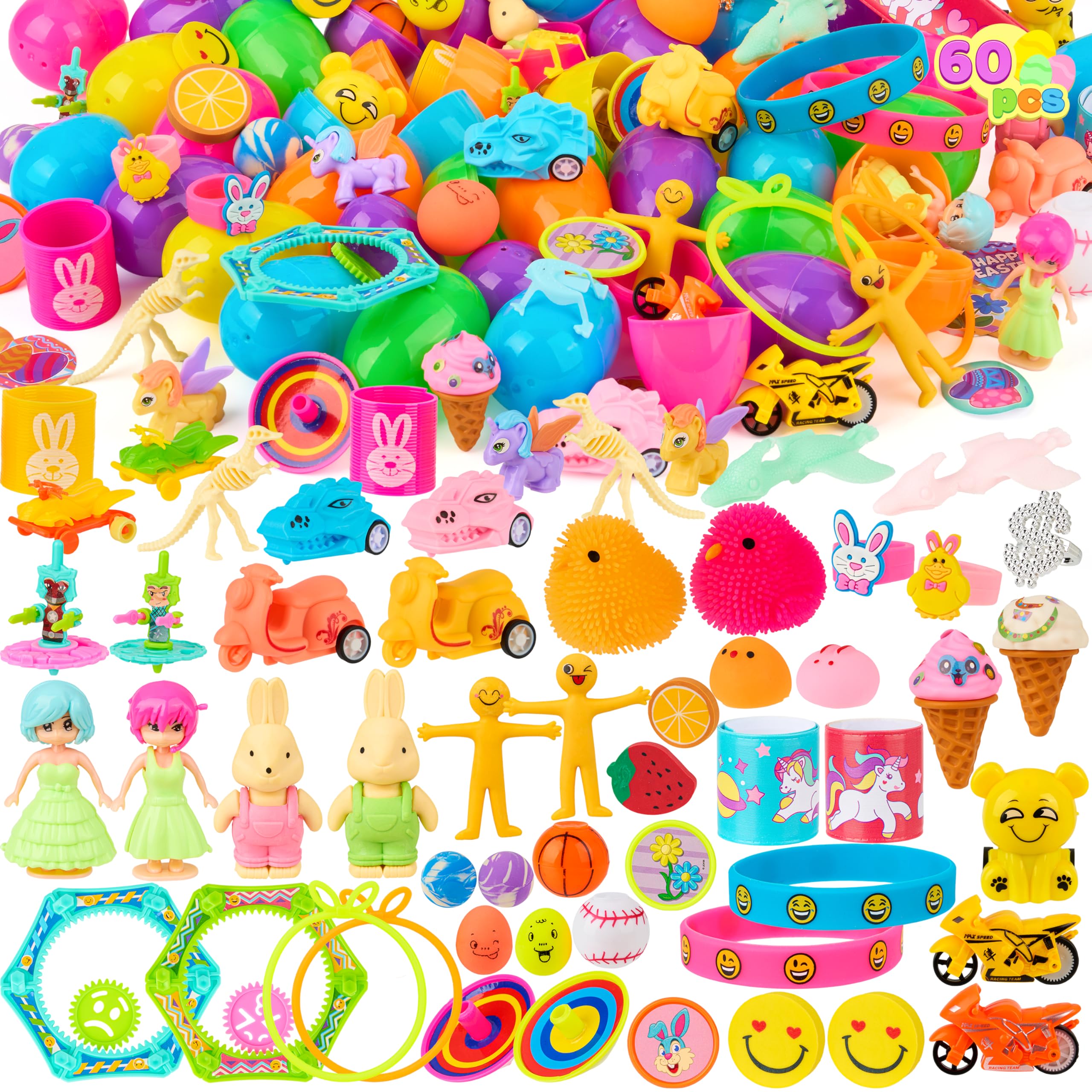 JOYIN 60-pack Easter eggs with toys ready for a fun hunt