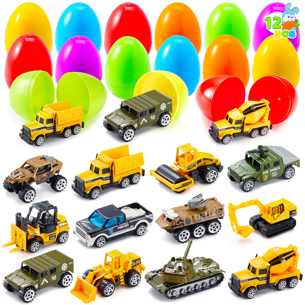 JOYIN Easter eggs with die-cast vehicles loaded for kids' egg hunt