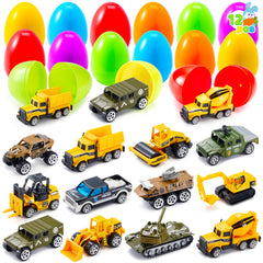 JOYIN Easter eggs with die-cast vehicles loaded for kids' egg hunt