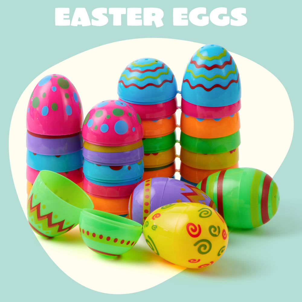 JOYIN fillable Easter eggs with hinged tops for easy stuffing and reuse
