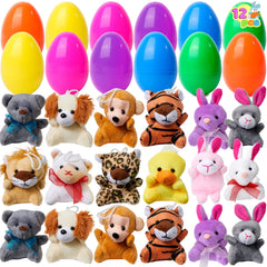 JOYIN mini plush eggs with colorful animal toys for kids' Easter egg hunts.