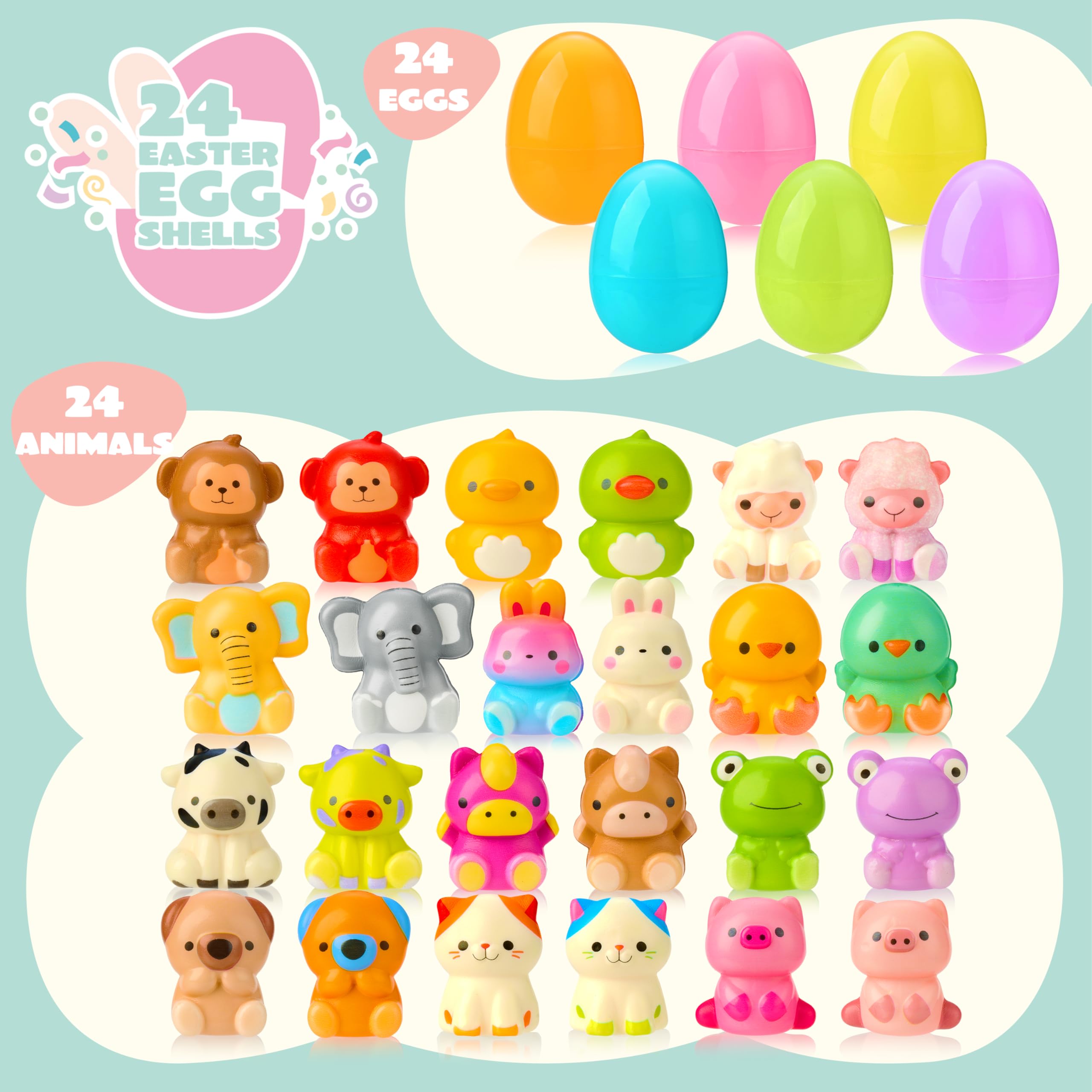 JOYIN Easter eggs with monkey mochi squishy, great for classroom prizes and baskets.