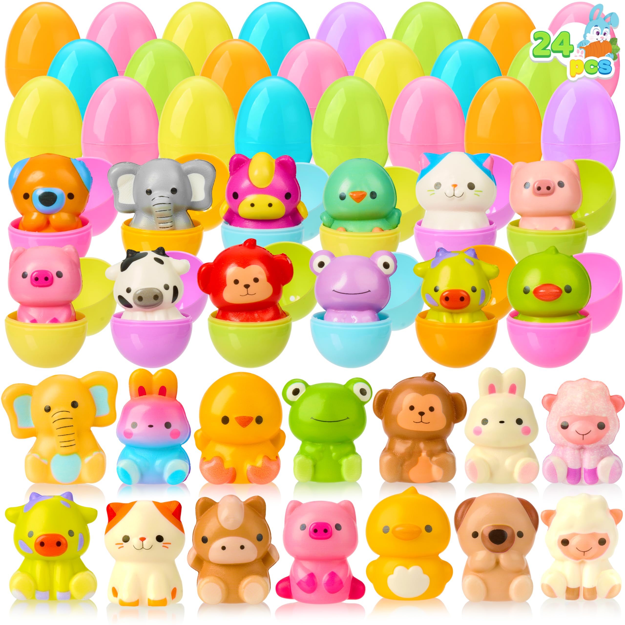 JOYIN Easter eggs with pig mochi squishy, ideal for egg hunts and party favors.