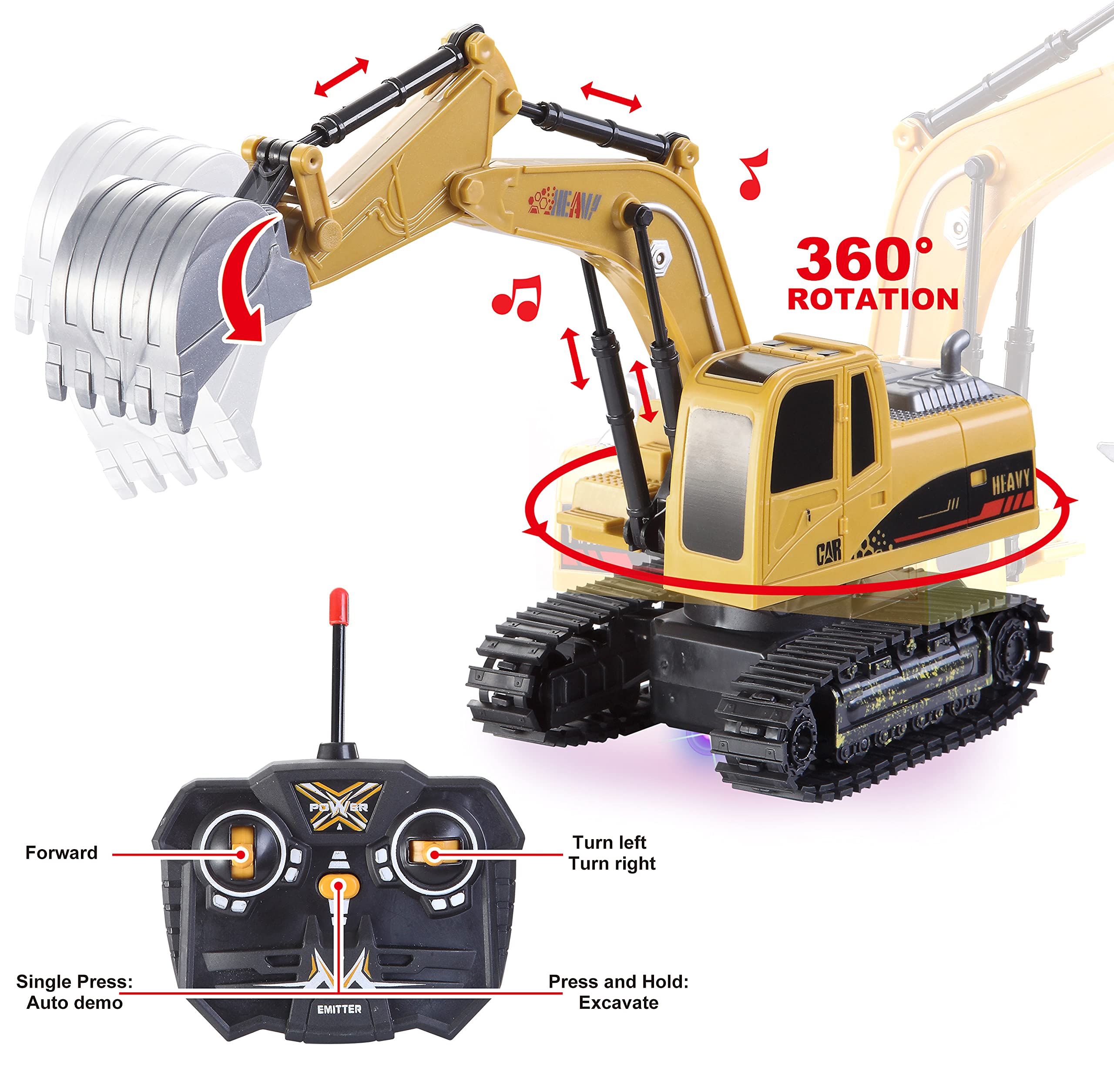 JOYIN excavator digging action demonstrates precise arm movement for imaginative play