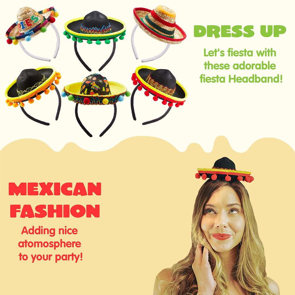 JOYIN fabric sombrero headband with colorful fringes for lively events