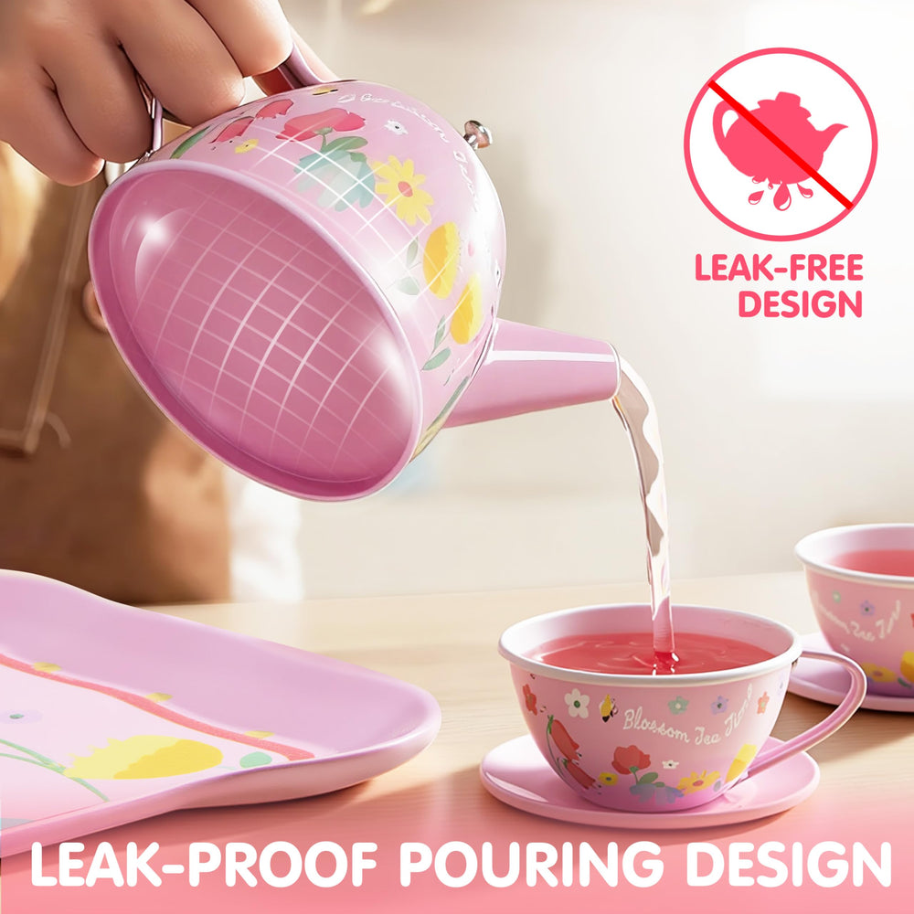 JOYIN Fairy Blossom Tea Set plates for neat pretend meals and tidy playtime